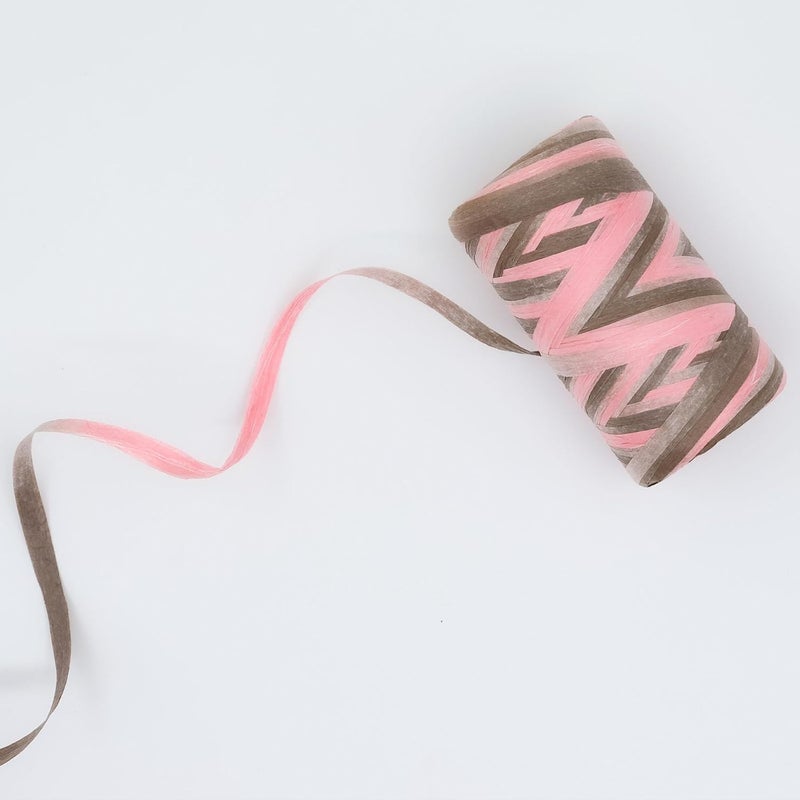 ALLWSLucky 393 Feet Colored Raffia Paper Ribbon, Colorful Pattern Packing Paper String Section Dyeing Raffia Ribbon for Gift Wrapping and DIY Decoration (Pink-1) - Image 1